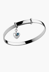 nice petite silver heart charm December birthstone baby bracelet